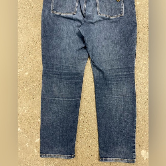 Michael Kors Medium Blue Wash Gold Button Logo Accent Skinny Denim Jeans size 14 - Picture 11 of 15
